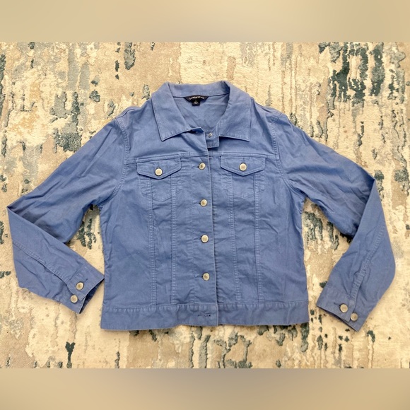 A02 Lands End Jacket 90s 80s Cotton Denim Blue Jean Chino sz Medium (10-12) - Picture 5 of 11
